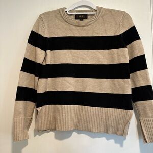 Truth by Republic Women’s Small Petite Tan & Black Striped Pullover Sweater.